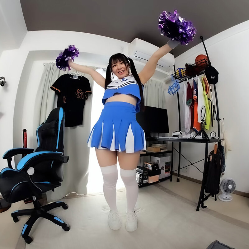【VR】【8KVR】チアダンスに感激！これからこの黒髪巨乳とSEXします！天真爛漫な真白ムチムチボディの年下彼女と放課後中出しエッチ！ 真白ふわり サンプル画像 7