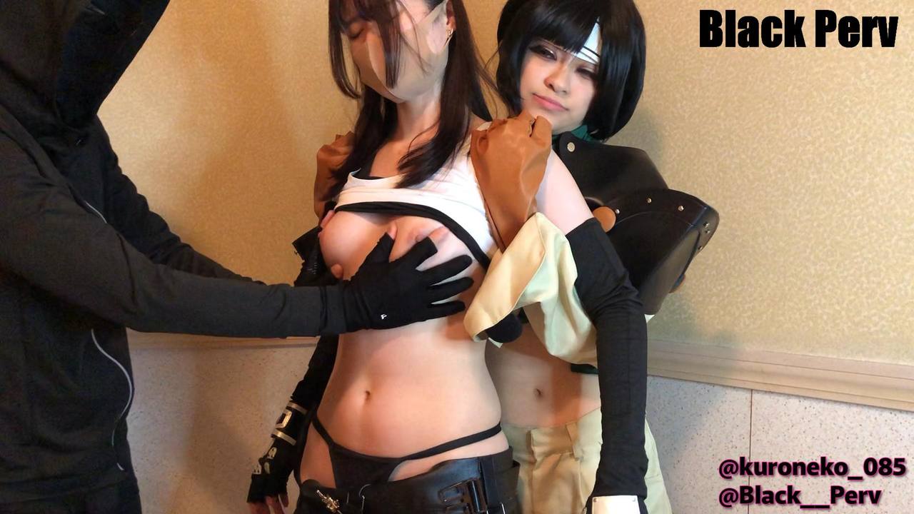 【FFレズ】色白受付嬢のティファがユフィに腹パンチされる！最後はBLACK PERVからもSTRONG腹パンチされる！【コラボ企画・高画質完成版：レビュー特典】 サンプル画像 4