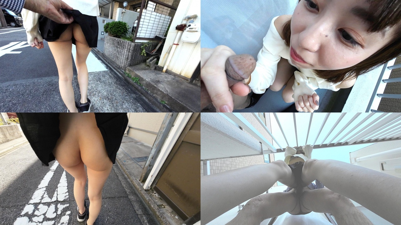 【個撮・野外露出】[長○まさみ激似ふたたび］<パイパン超美人妻>昼下がりのベランダでチンポしゃぶって激ピストン!下を通る通行人から丸見え!! サンプル画像 3
